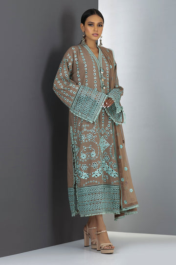 Hs21203 Beige Khaadi Festive Collection 2021